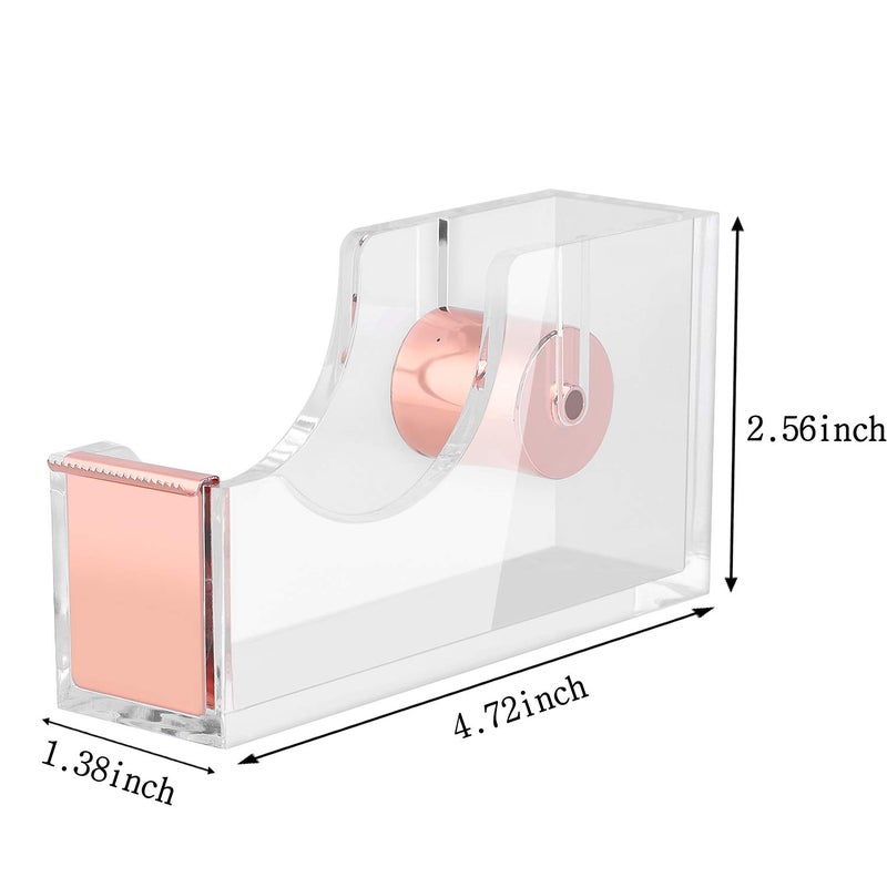 ALSISK Desk Accessory Kit,Acrylic Stapler Set, Tape Dispenser, Staple Remover with 1000pcs 26/6 Staples -Rose Gold - Image 4
